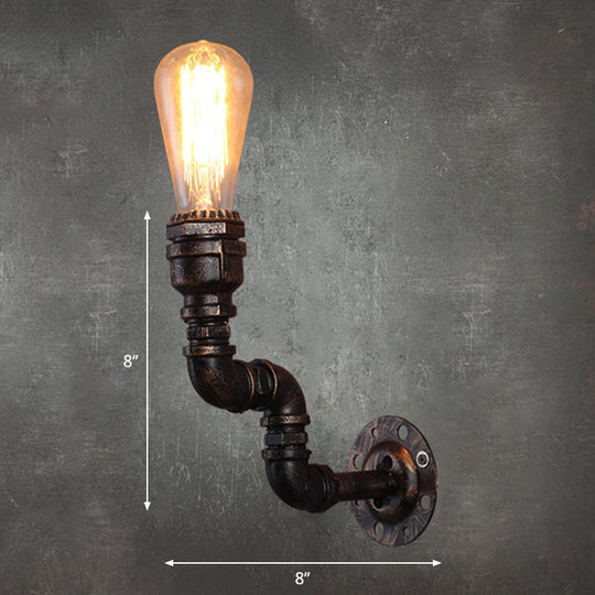 Vintage Plumbing Pipe Iron Wall Light in Bronze - Perfect for Corridors