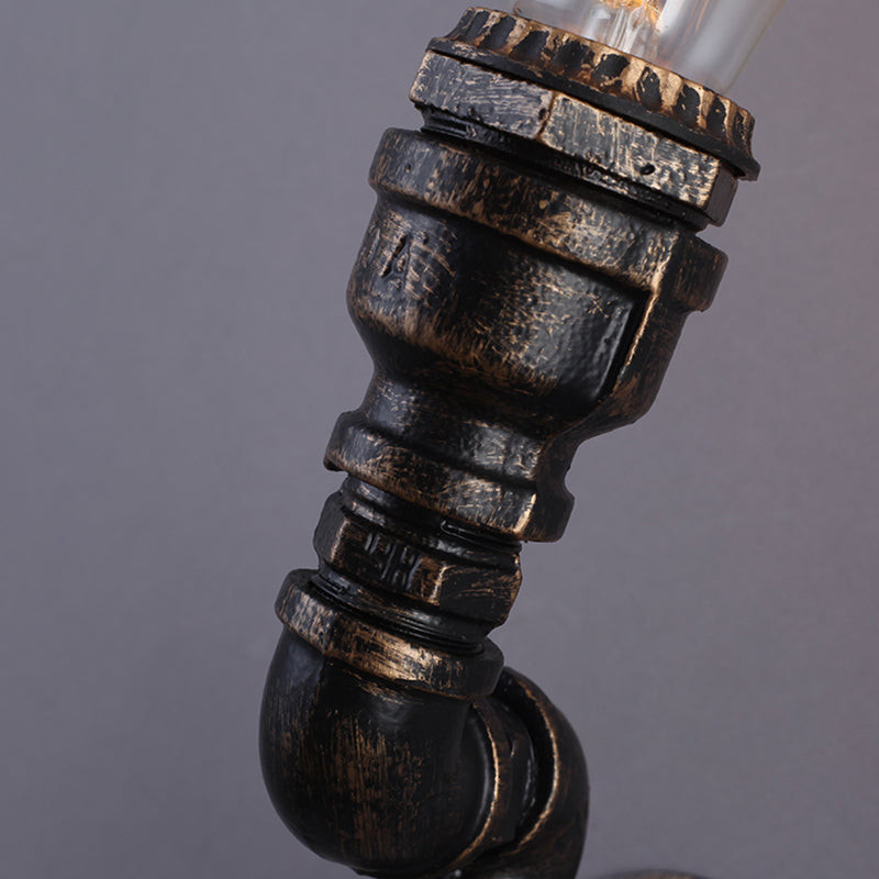 Vintage Plumbing Pipe Iron Wall Light in Bronze - Perfect for Corridors