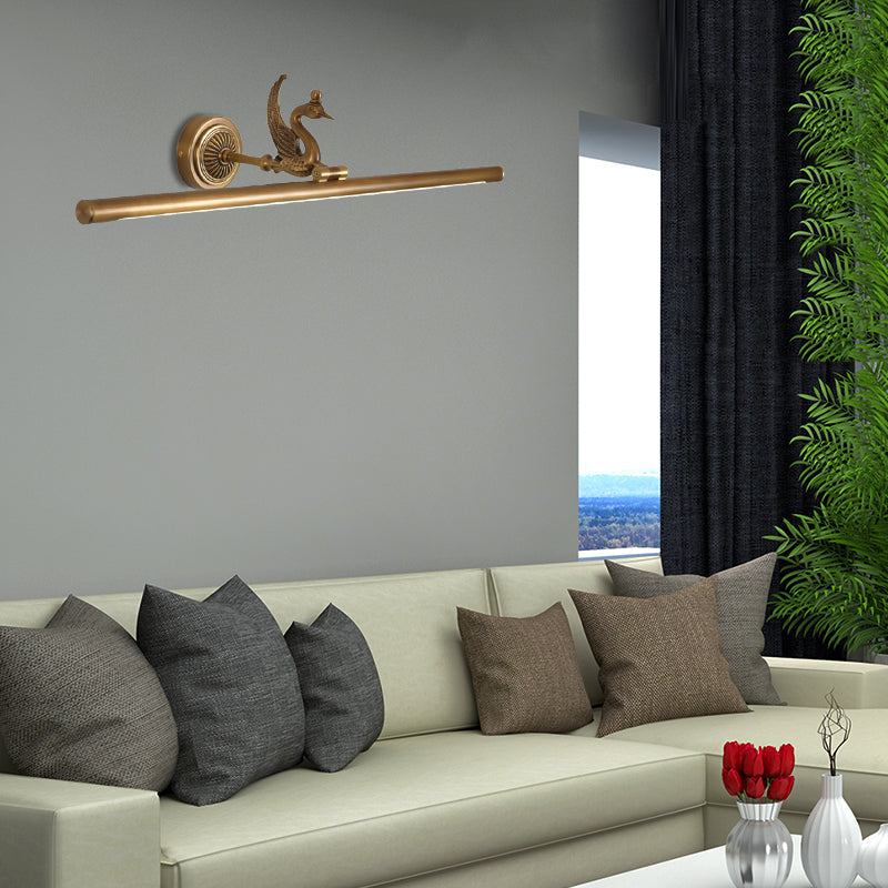 Linear LED Wall Light Fixture - Traditional Design, Metal, Wide Range (14"/18"/23") - Brass/Black for Bathroom Vanity