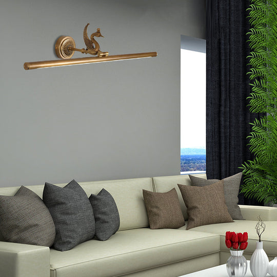 Linear LED Wall Light Fixture - Traditional Design, Metal, Wide Range (14"/18"/23") - Brass/Black for Bathroom Vanity