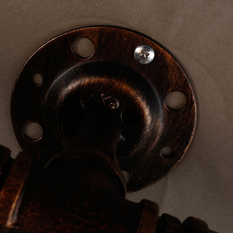 Vintage Iron Wall Light Fixture for Restaurants with Rustic Water Pipe Design and Dual Bulbs