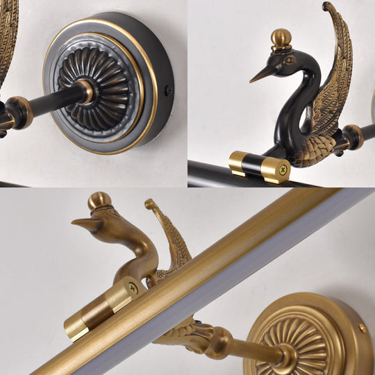 Linear LED Wall Light Fixture - Traditional Design, Metal, Wide Range (14"/18"/23") - Brass/Black for Bathroom Vanity