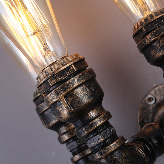 Iron Wall Mount Lighting Fixture with Antique Design - 3 Bulbs - Bronze Finish