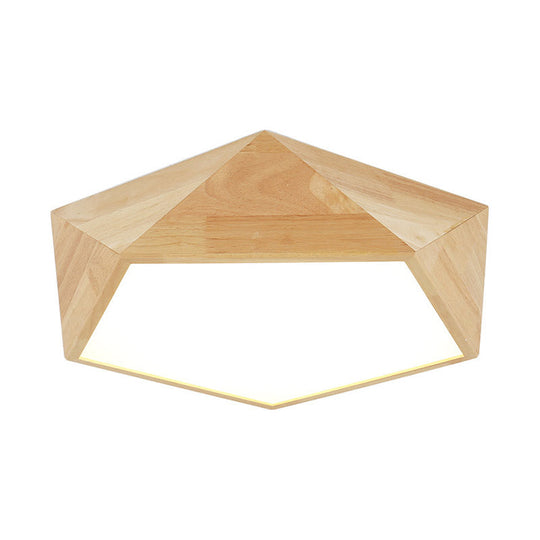 Japanese Wood LED Flush Mount Ceiling Light for Kids' Bedroom