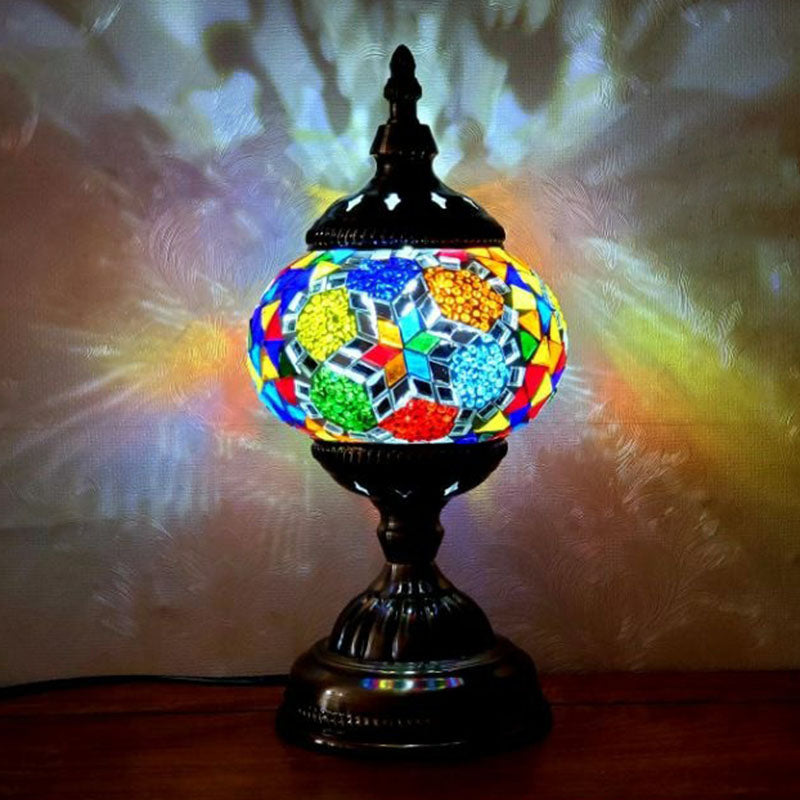 Handcrafted Turkish Stained Glass Nightstand Lamp - Elegant Single-Bulb Table Light for Restaurants