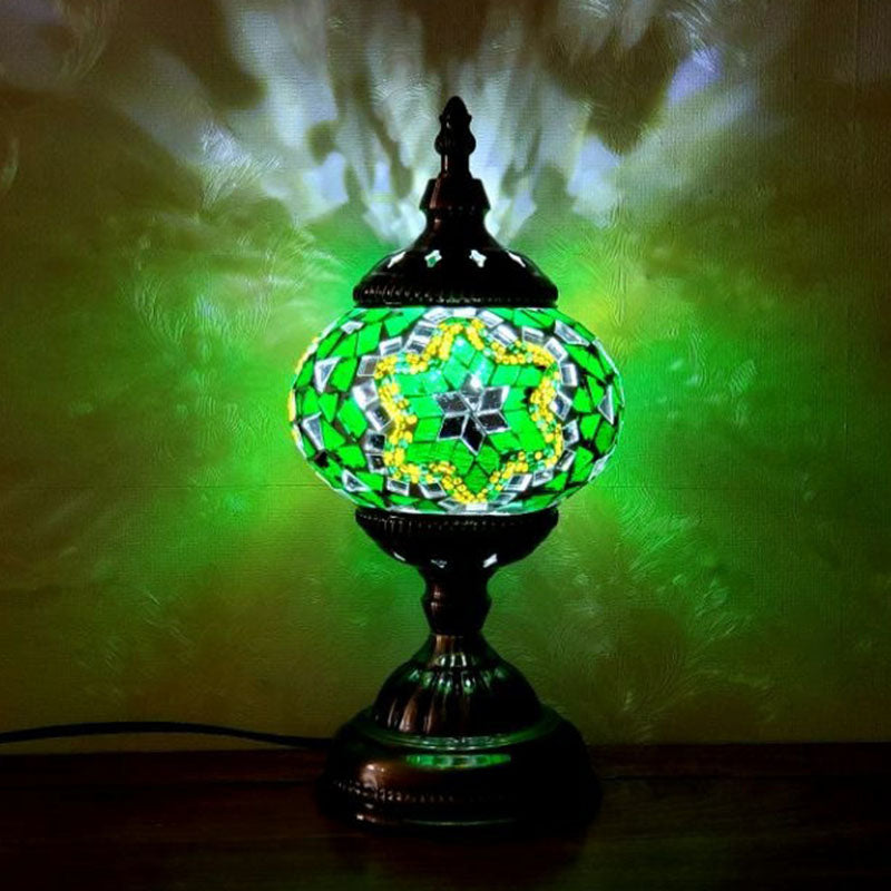 Handcrafted Turkish Stained Glass Nightstand Lamp - Elegant Single-Bulb Table Light for Restaurants