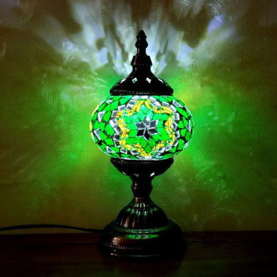 Handcrafted Turkish Stained Glass Nightstand Lamp - Elegant Single-Bulb Table Light for Restaurants