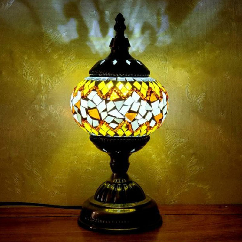 Handcrafted Turkish Stained Glass Nightstand Lamp - Elegant Single-Bulb Table Light for Restaurants