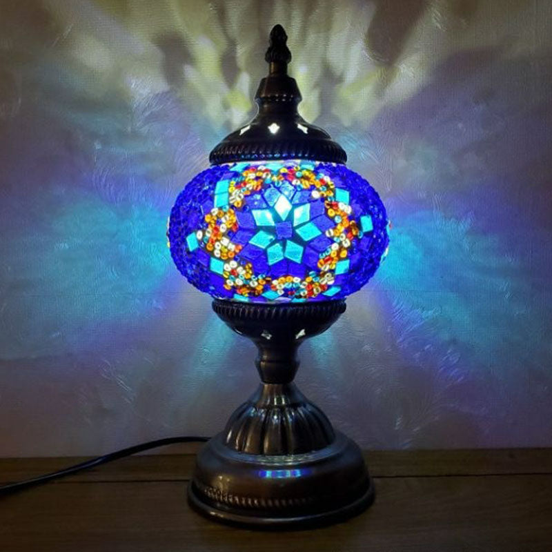 Handcrafted Turkish Stained Glass Nightstand Lamp - Elegant Single-Bulb Table Light for Restaurants
