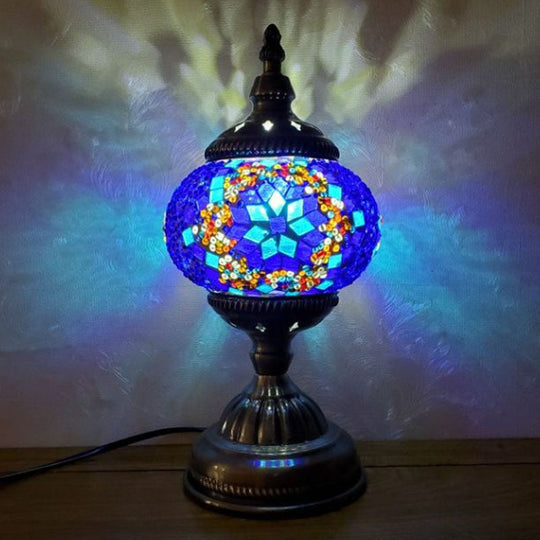 Handcrafted Turkish Stained Glass Nightstand Lamp - Elegant Single-Bulb Table Light for Restaurants