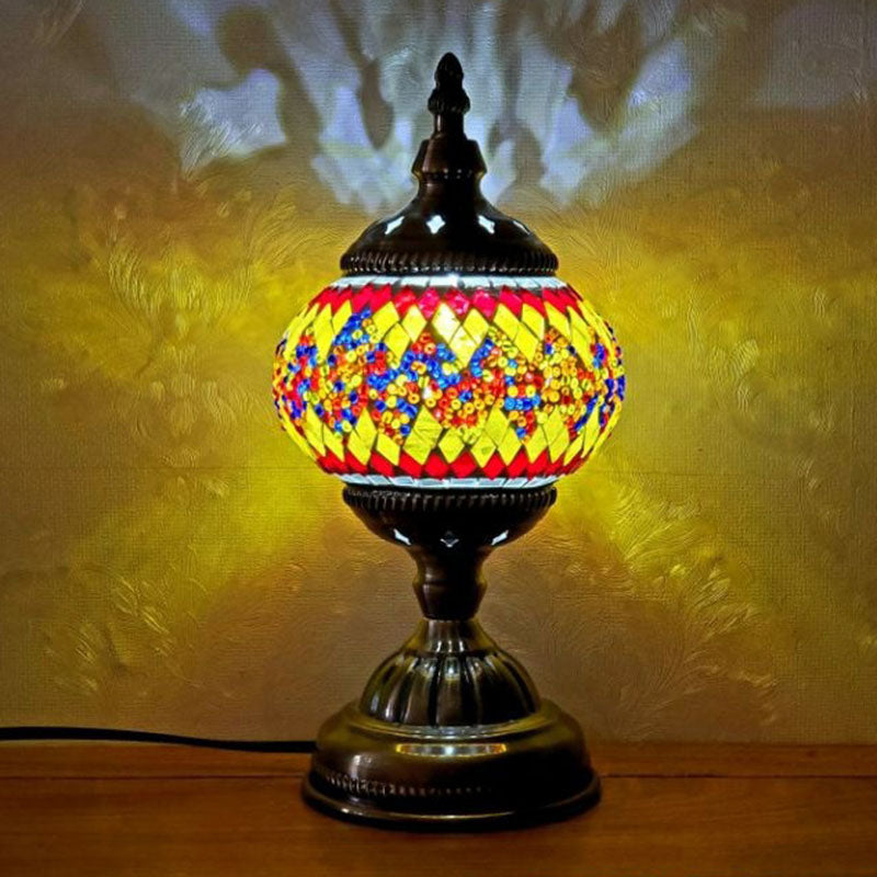 Handcrafted Turkish Stained Glass Nightstand Lamp - Elegant Single-Bulb Table Light for Restaurants