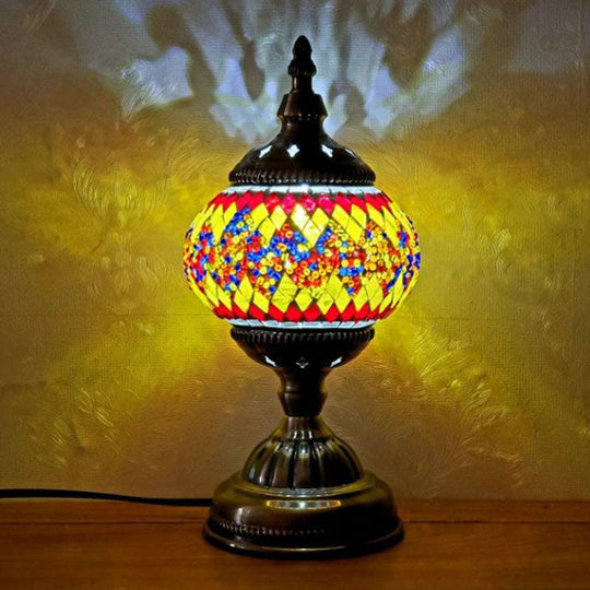 Handcrafted Turkish Stained Glass Nightstand Lamp - Elegant Single-Bulb Table Light for Restaurants
