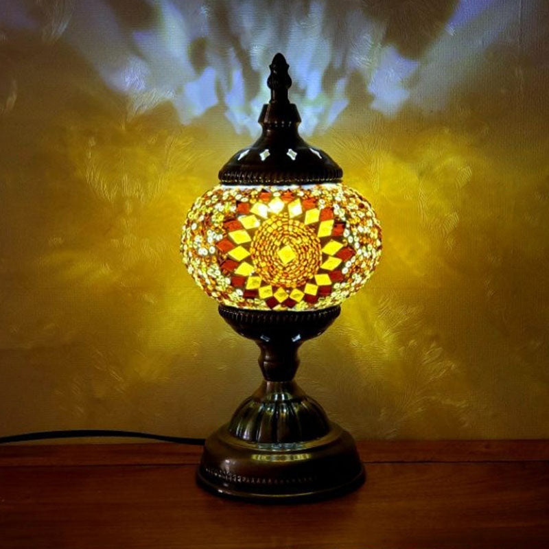 Handcrafted Turkish Stained Glass Nightstand Lamp - Elegant Single-Bulb Table Light for Restaurants