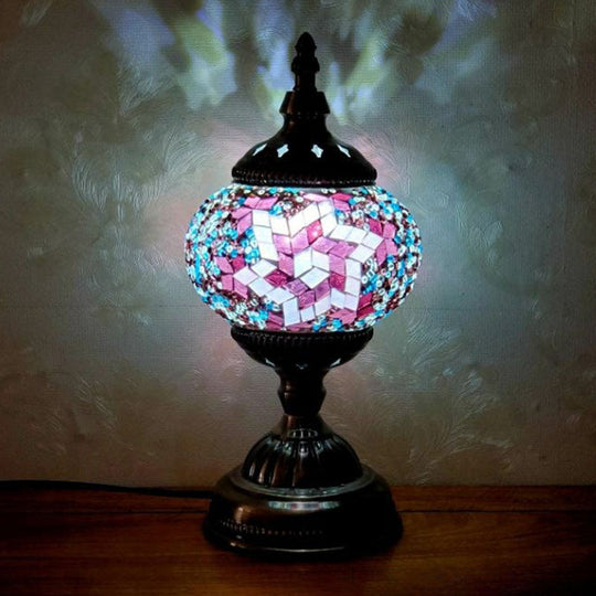Handcrafted Turkish Stained Glass Nightstand Lamp - Elegant Single-Bulb Table Light for Restaurants