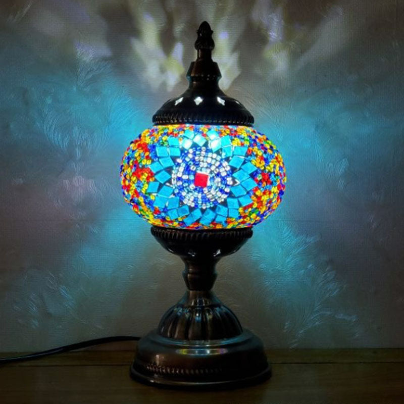 Handcrafted Turkish Stained Glass Nightstand Lamp - Elegant Single-Bulb Table Light for Restaurants