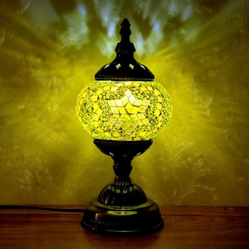 Handcrafted Turkish Stained Glass Nightstand Lamp - Elegant Single-Bulb Table Light for Restaurants