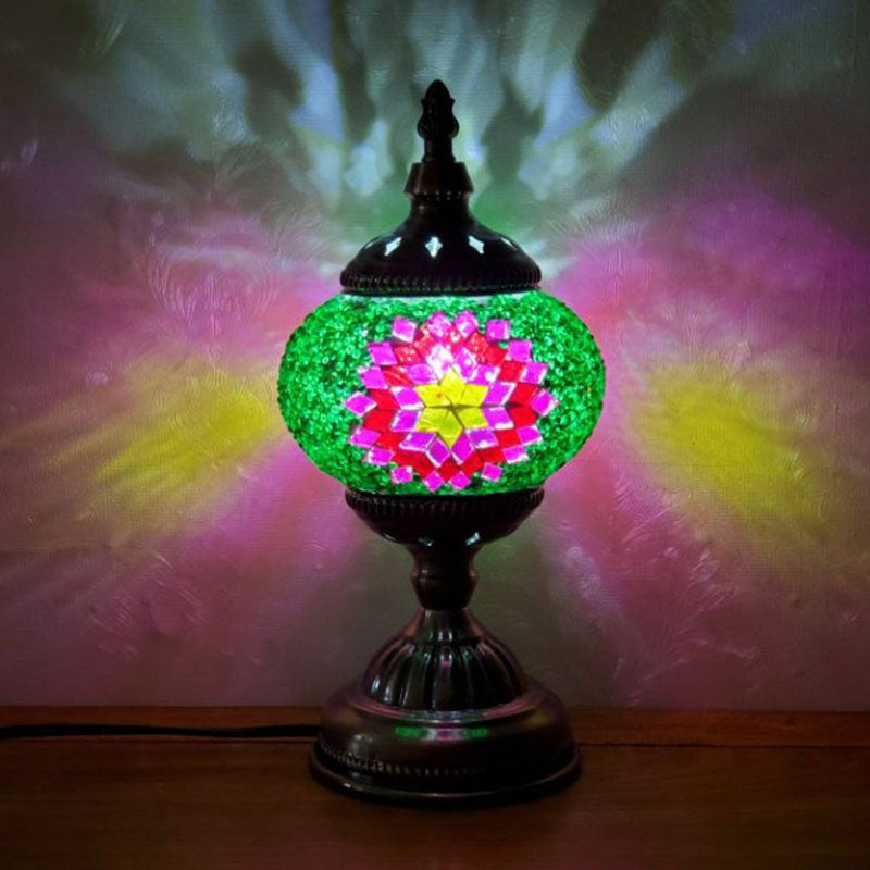 Handcrafted Turkish Stained Glass Nightstand Lamp - Elegant Single-Bulb Table Light for Restaurants