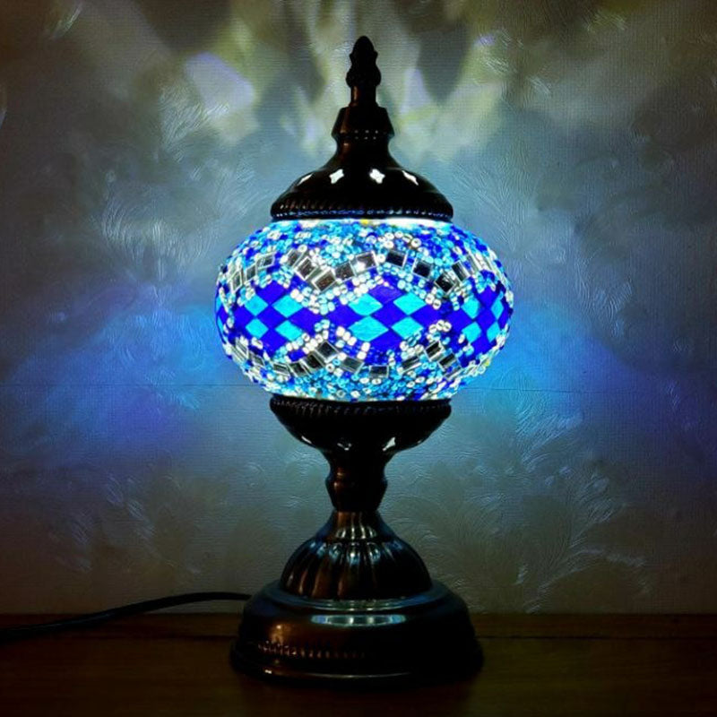 Handcrafted Turkish Stained Glass Nightstand Lamp - Elegant Single-Bulb Table Light for Restaurants