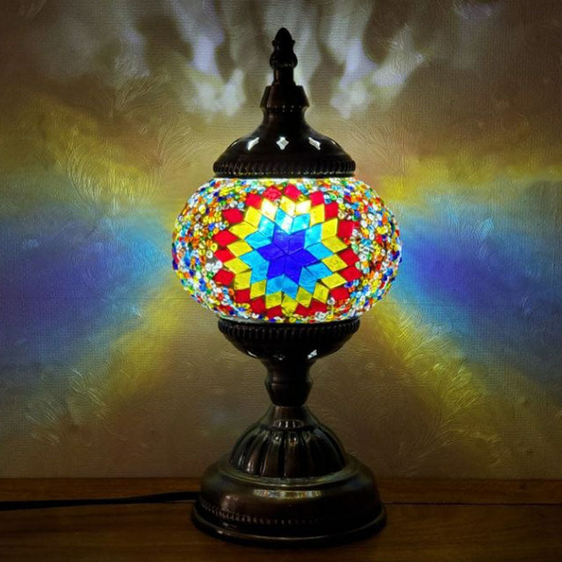 Handcrafted Turkish Stained Glass Nightstand Lamp - Elegant Single-Bulb Table Light for Restaurants