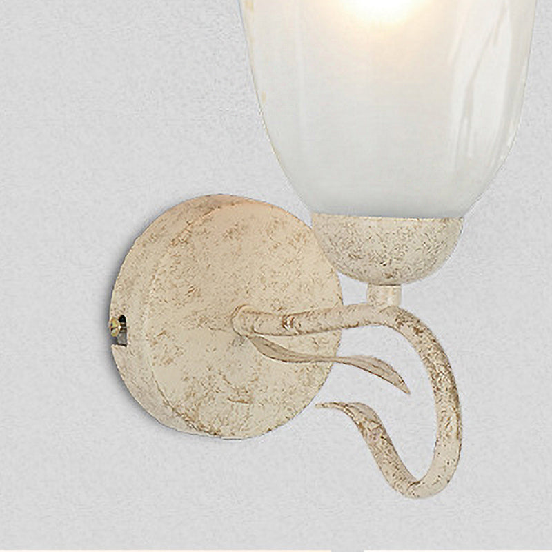 Vintage Floral Wall Sconce with Frosted Glass Shade - Elegant Single Bulb Wall Light Fixture