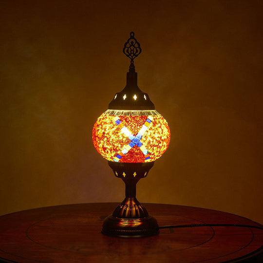 Iron Nightstand Lamp - Turkish-style 1-Light Table Lighting for Study Room in Bronze Finish