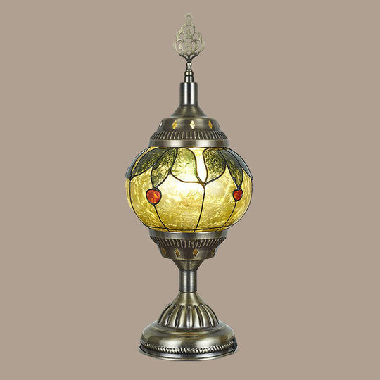 Iron Nightstand Lamp - Turkish-style 1-Light Table Lighting for Study Room in Bronze Finish