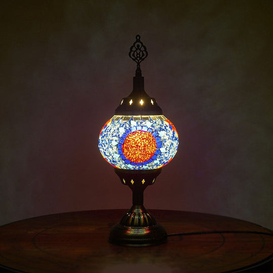 Iron Nightstand Lamp - Turkish-style 1-Light Table Lighting for Study Room in Bronze Finish
