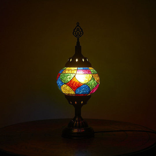 Iron Nightstand Lamp - Turkish-style 1-Light Table Lighting for Study Room in Bronze Finish
