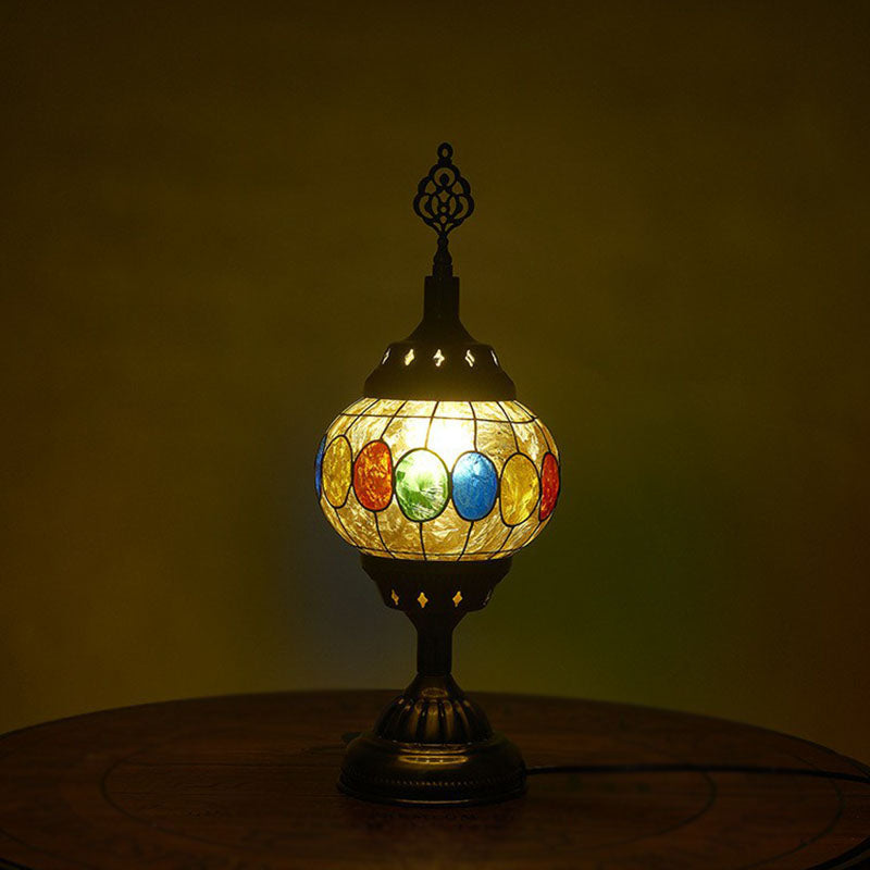 Iron Nightstand Lamp - Turkish-style 1-Light Table Lighting for Study Room in Bronze Finish