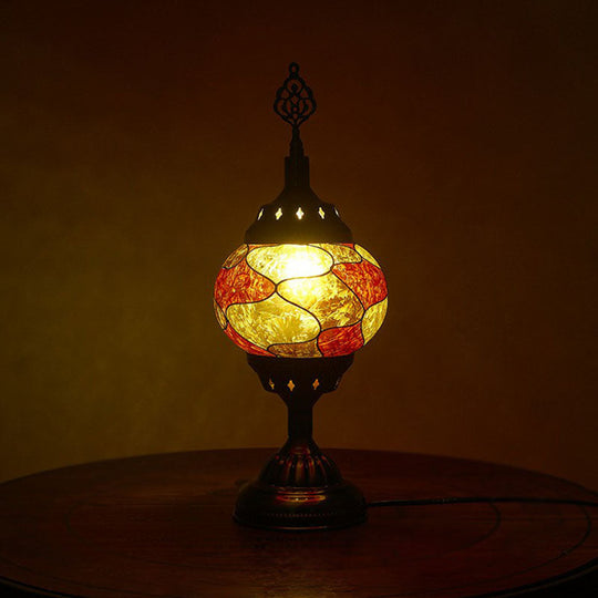 Iron Nightstand Lamp - Turkish-style 1-Light Table Lighting for Study Room in Bronze Finish