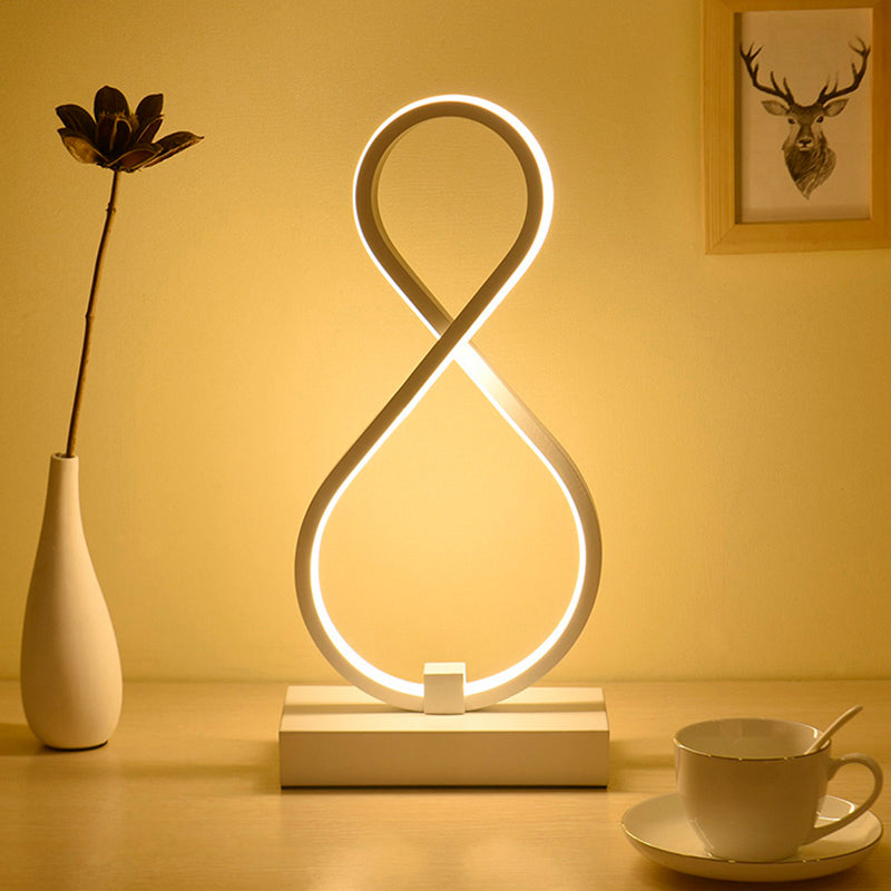 Sleek Curve LED Table Lamp for Living Room Nightstand - Simplicity Style, Metallic Finish