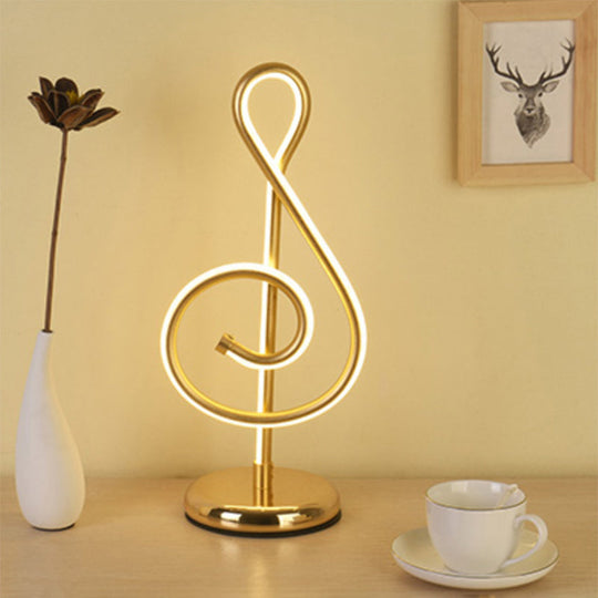 Sleek Curve LED Table Lamp for Living Room Nightstand - Simplicity Style, Metallic Finish