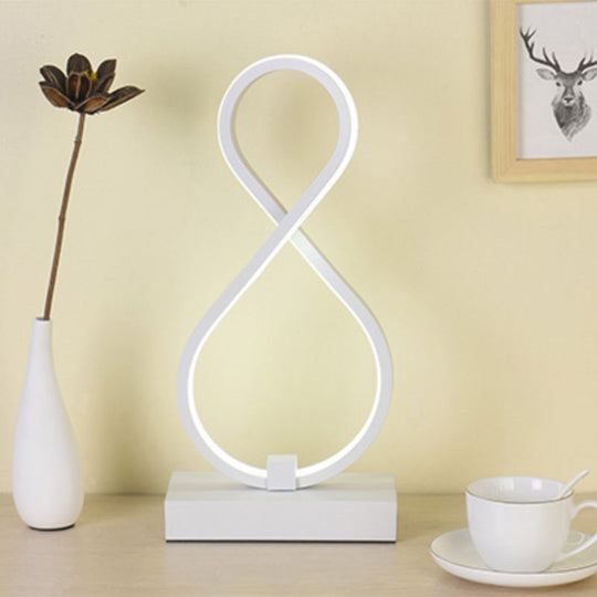 Sleek Curve LED Table Lamp for Living Room Nightstand - Simplicity Style, Metallic Finish
