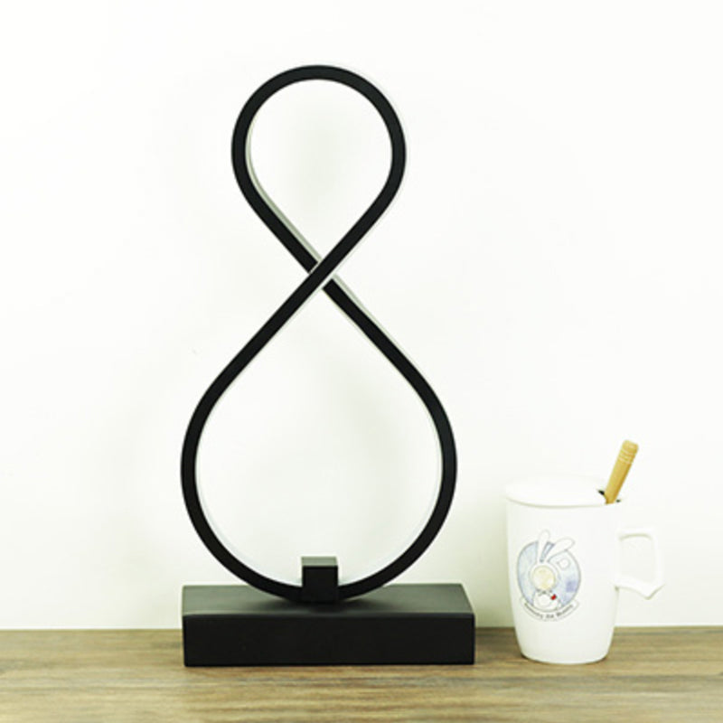 Sleek Curve LED Table Lamp for Living Room Nightstand - Simplicity Style, Metallic Finish