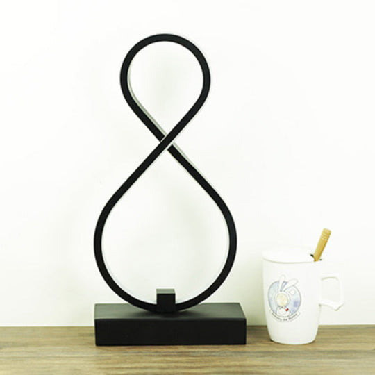 Sleek Curve LED Table Lamp for Living Room Nightstand - Simplicity Style, Metallic Finish