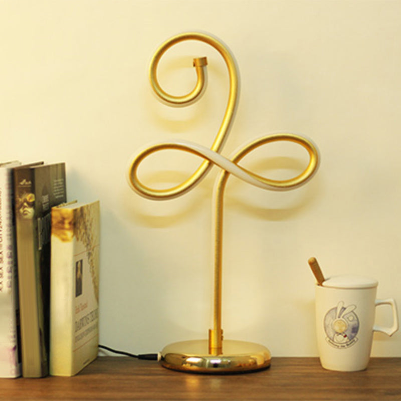 Sleek Curve LED Table Lamp for Living Room Nightstand - Simplicity Style, Metallic Finish