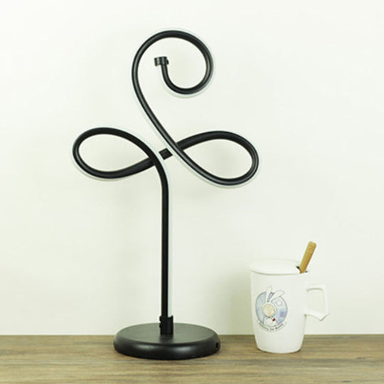 Sleek Curve LED Table Lamp for Living Room Nightstand - Simplicity Style, Metallic Finish