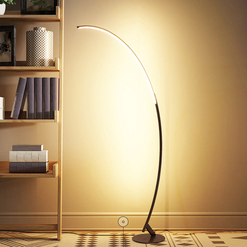 Contemporary Arched LED Floor Lamp in Metallic Coffee - Enhance Your Living Room Lighting!