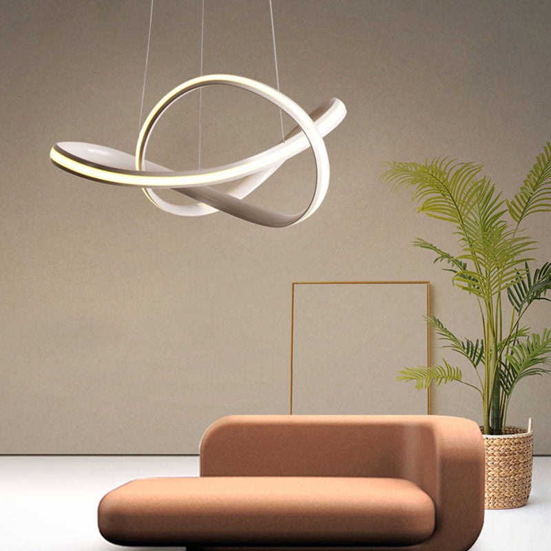 Contemporary LED Ceiling Chandelier Light in Light Gray-White for Dining Room