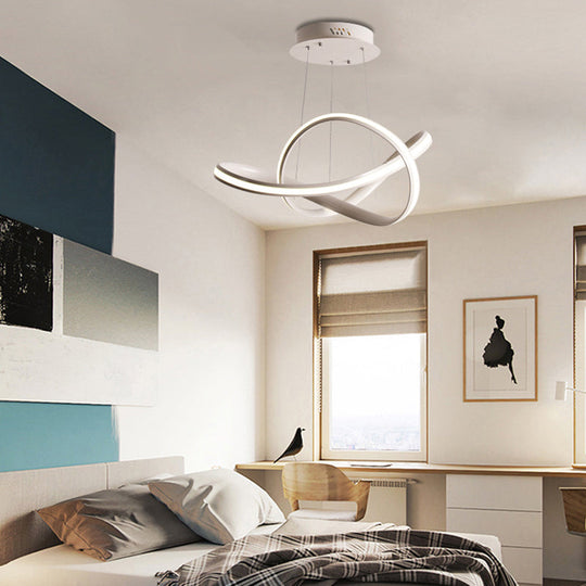 Contemporary LED Ceiling Chandelier Light in Light Gray-White for Dining Room