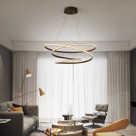 Restaurant LED Suspension Light - Nordic Style Chandelier in Metallic Coffee