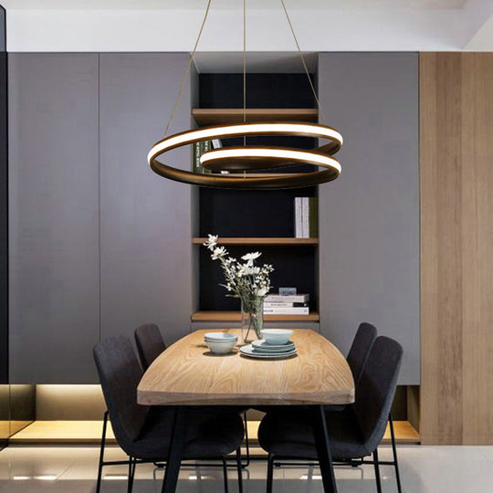 Minimalist LED Pendant Light: Metallic Seamless Curve Chandelier for Dining Room