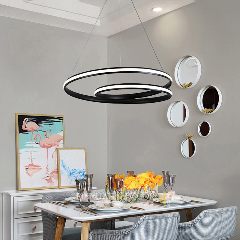 Minimalist LED Pendant Light: Metallic Seamless Curve Chandelier for Dining Room