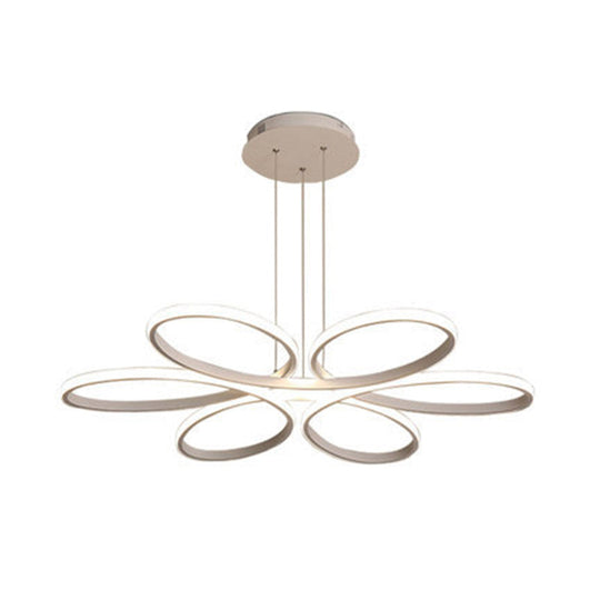 Nordic Style LED Floral Ceiling Chandelier for Metallic Living Room Ambiance