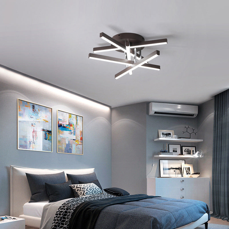 Modern Black Aluminum LED Flush Mount Ceiling Light for Bedrooms