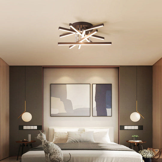 Modern Black Aluminum LED Flush Mount Ceiling Light for Bedrooms