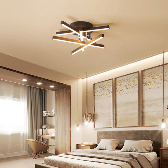 Modern Black Aluminum LED Flush Mount Ceiling Light for Bedrooms