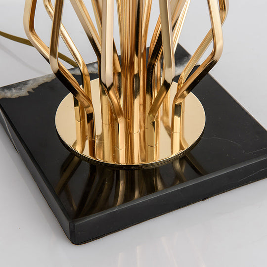 1-Light Black/White Task Table Lamp with Geometric Base for Bedroom