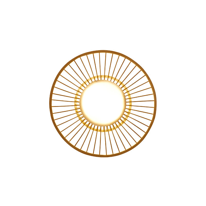 Bamboo Simplicity LED Wall Lighting: Wheel-Shaped Wood Mount Light for Living Room