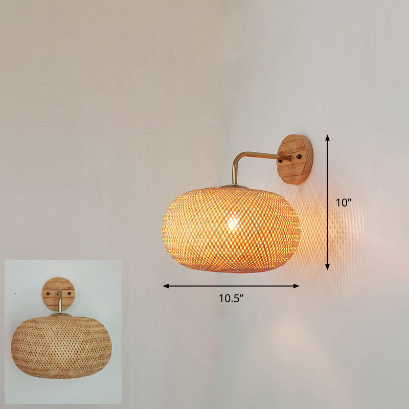 Bamboo Single-Bulb Wall Mounted Lamp: Handcrafted Corridor Light Fixture in Contemporary Wood Design